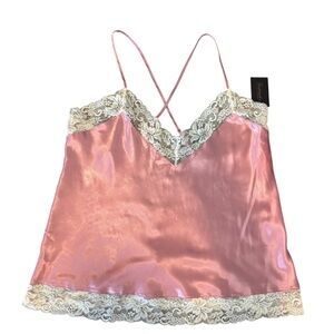 NEW! XL Frederick's of Hollywood Pink Satin Lace Chemise Coquette Romantic Girly